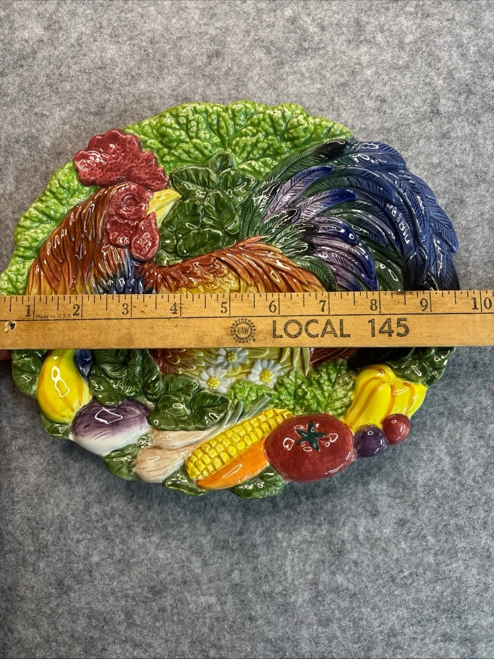 Colorful Rooster Ceramic Wall Plaque - Vibrant Farmhouse Decor